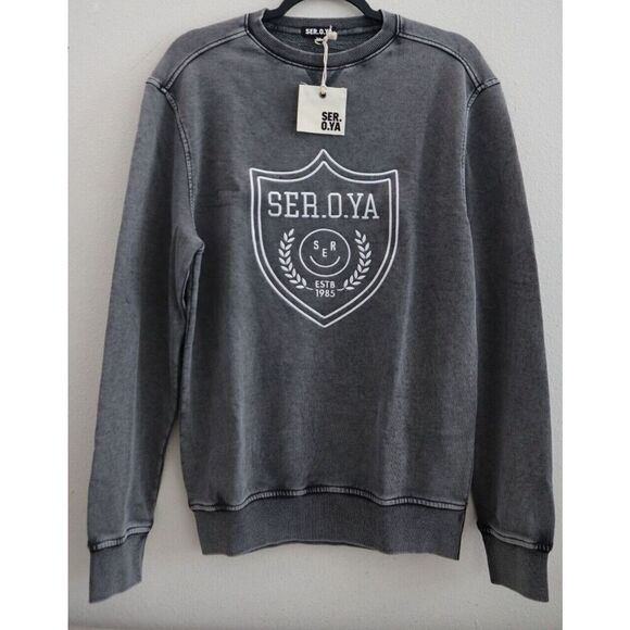 SER.O.YA SR03-4240 Unisex Sz XS Vintage Black Issac Crew Neck Sweatshirt - Picture 1 of 7